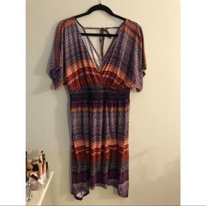 Women’s Multicolor Loose Fit Short Sleeve Dress Size Large
